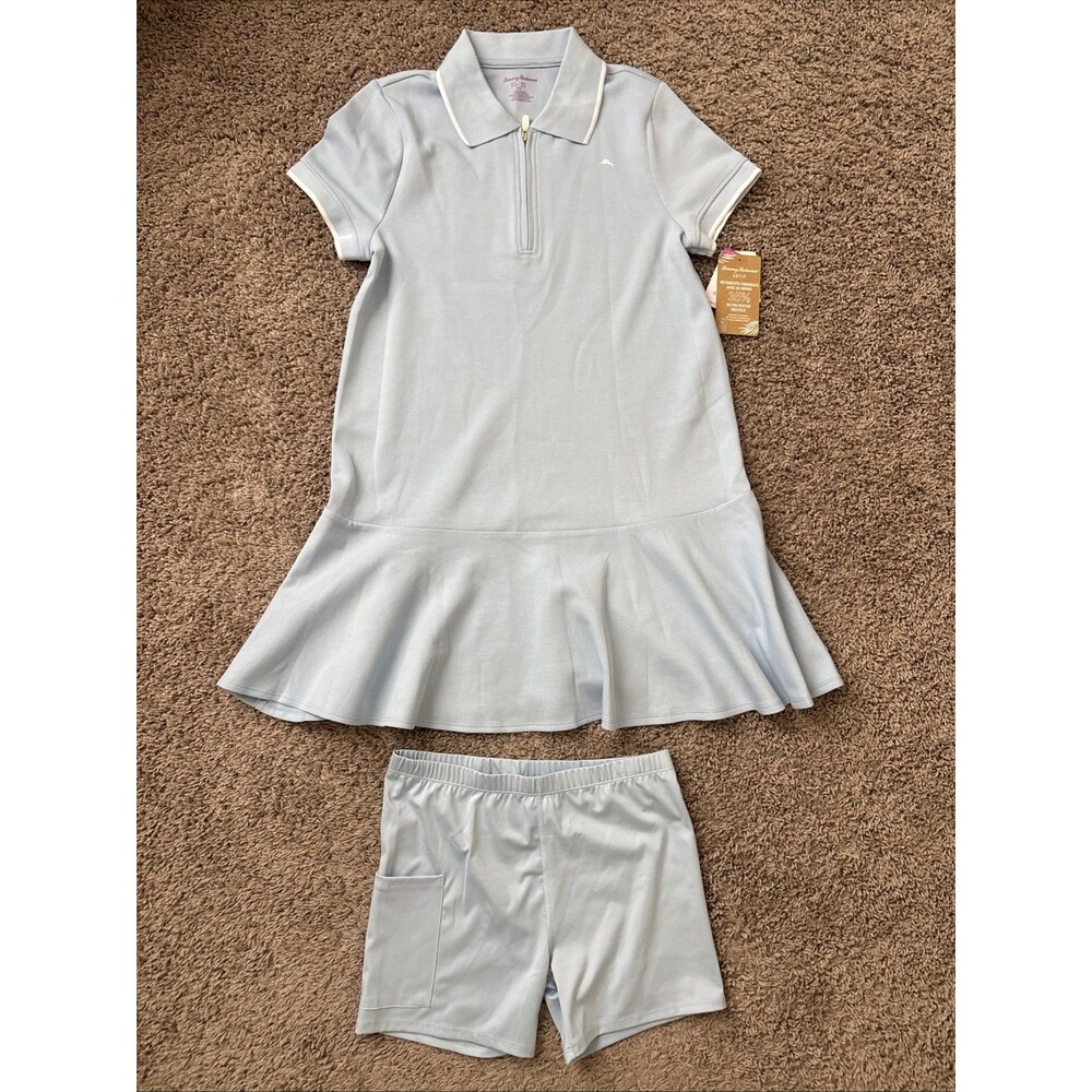 Tommy Bahama Tobago Bay Dress Small Half Zip Short-Sleeve Light Sky Blue $138